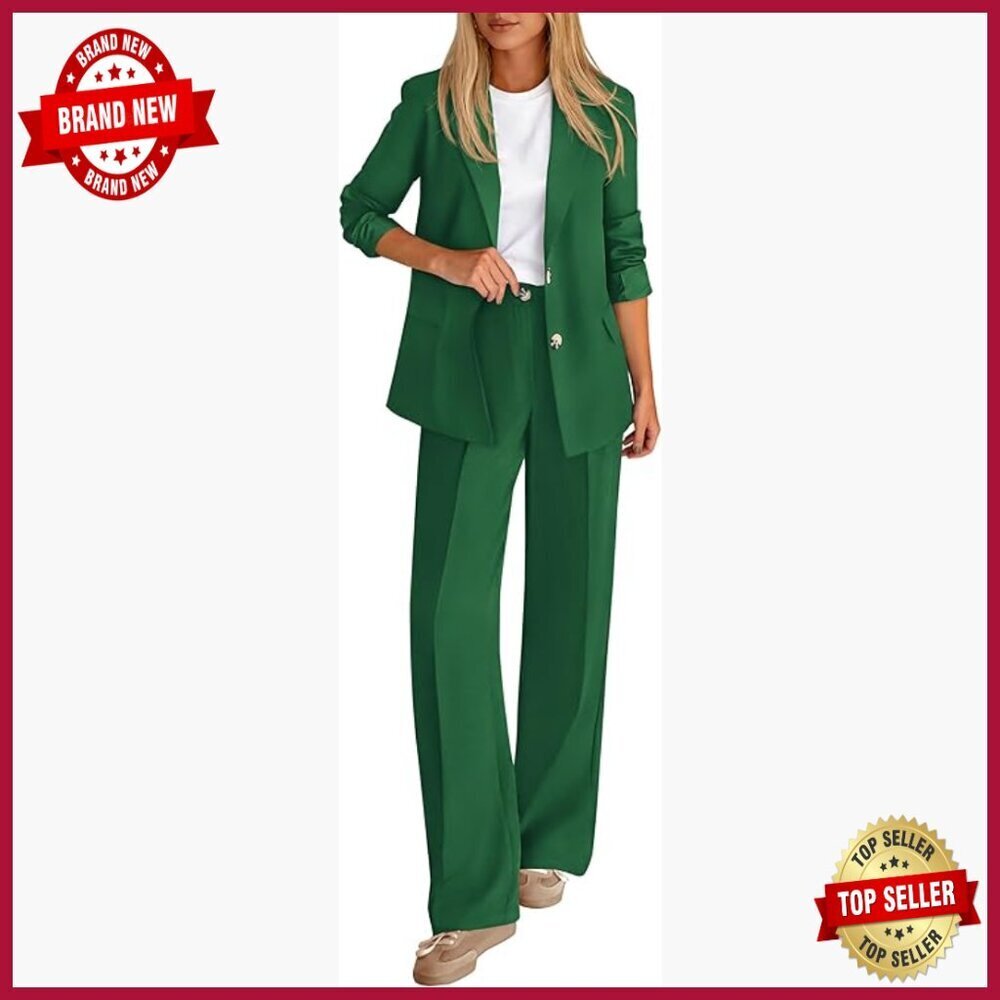 Professional 2-Piece Suit Set Blazer Wide Leg Pants Business Office Outfit